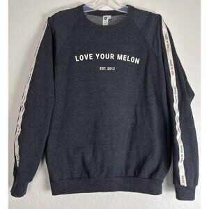 Love Your Melon Spell Out Sweatshirt Made in USA Ribboned Sleeves M‎ Gray 1390